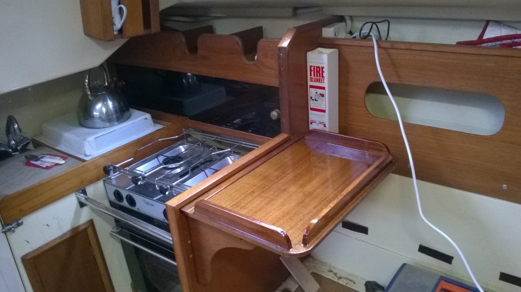 Bigger folding shelf and cut away beside cooker